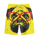 Pug With Glasses Portrait Print Cotton Shorts