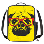 Pug With Glasses Portrait Print Crossbody Lunch Bag