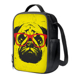 Pug With Glasses Portrait Print Crossbody Lunch Bag