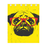 Pug With Glasses Portrait Print Curtain