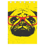Pug With Glasses Portrait Print Curtain