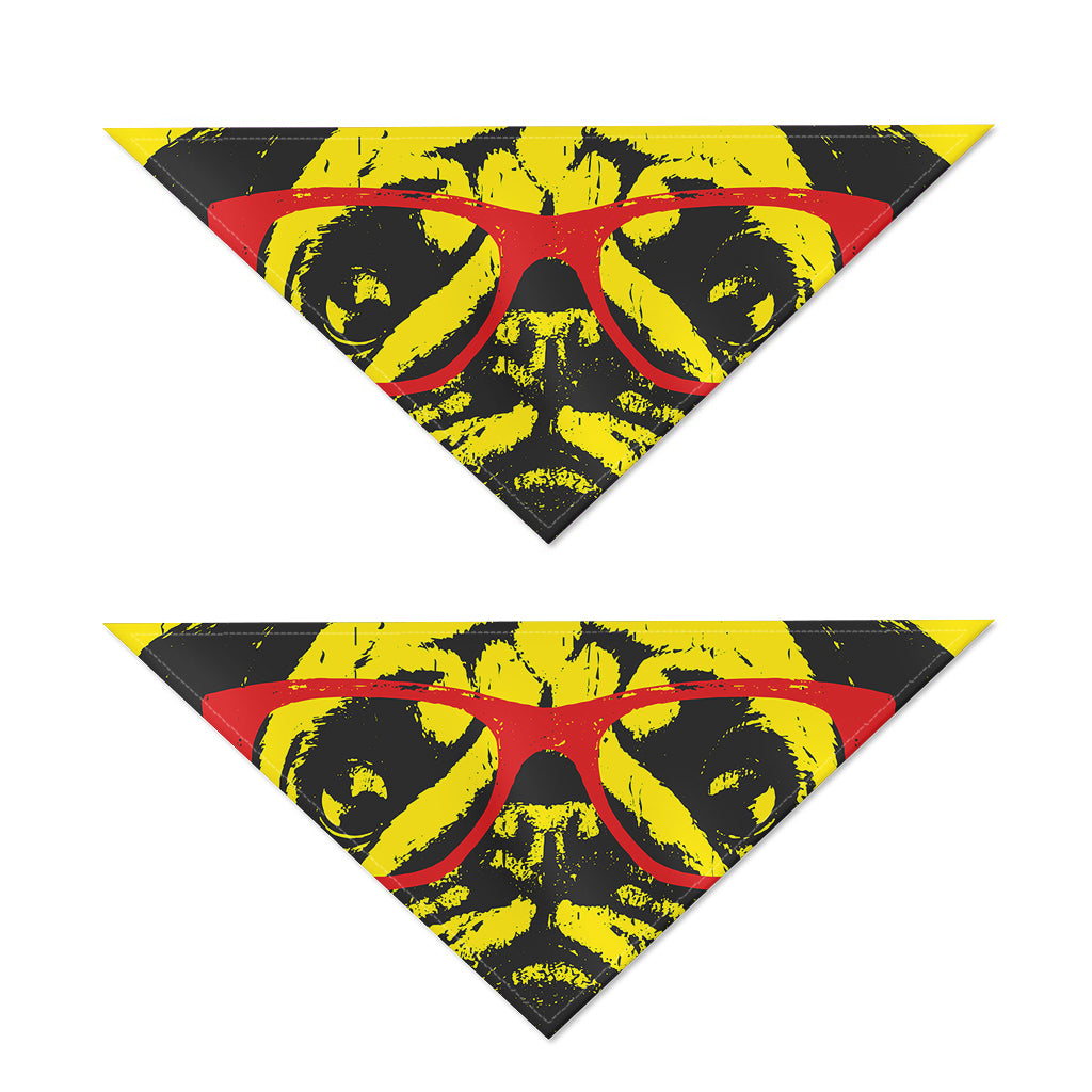Pug With Glasses Portrait Print Dog Bandana