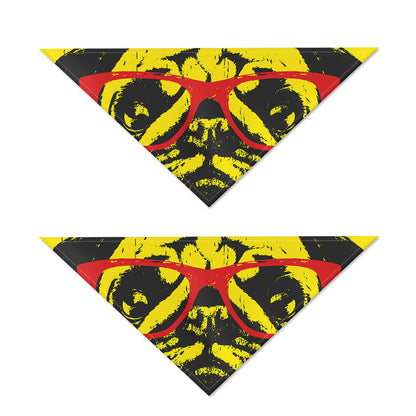 Pug With Glasses Portrait Print Dog Bandana