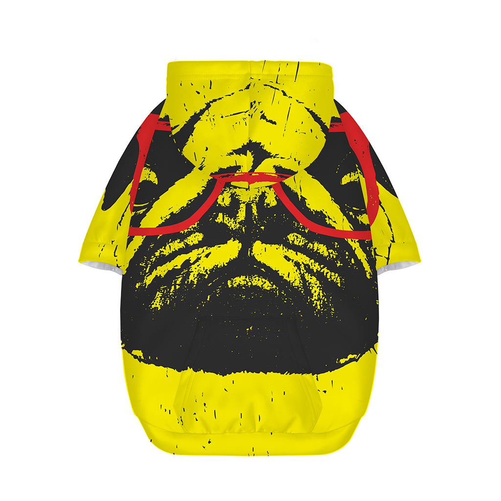 Pug With Glasses Portrait Print Dog Zip Up Hoodie
