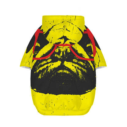 Pug With Glasses Portrait Print Dog Zip Up Hoodie