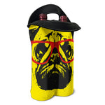 Pug With Glasses Portrait Print Double Neoprene Wine Tote