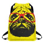 Pug With Glasses Portrait Print Drawstring Backpack
