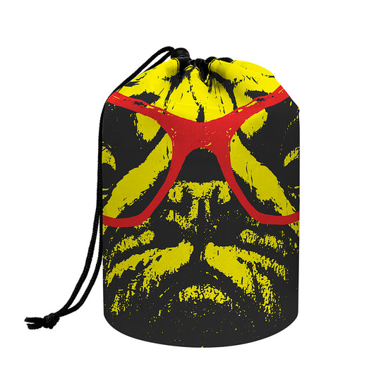 Pug With Glasses Portrait Print Drawstring Makeup Bag