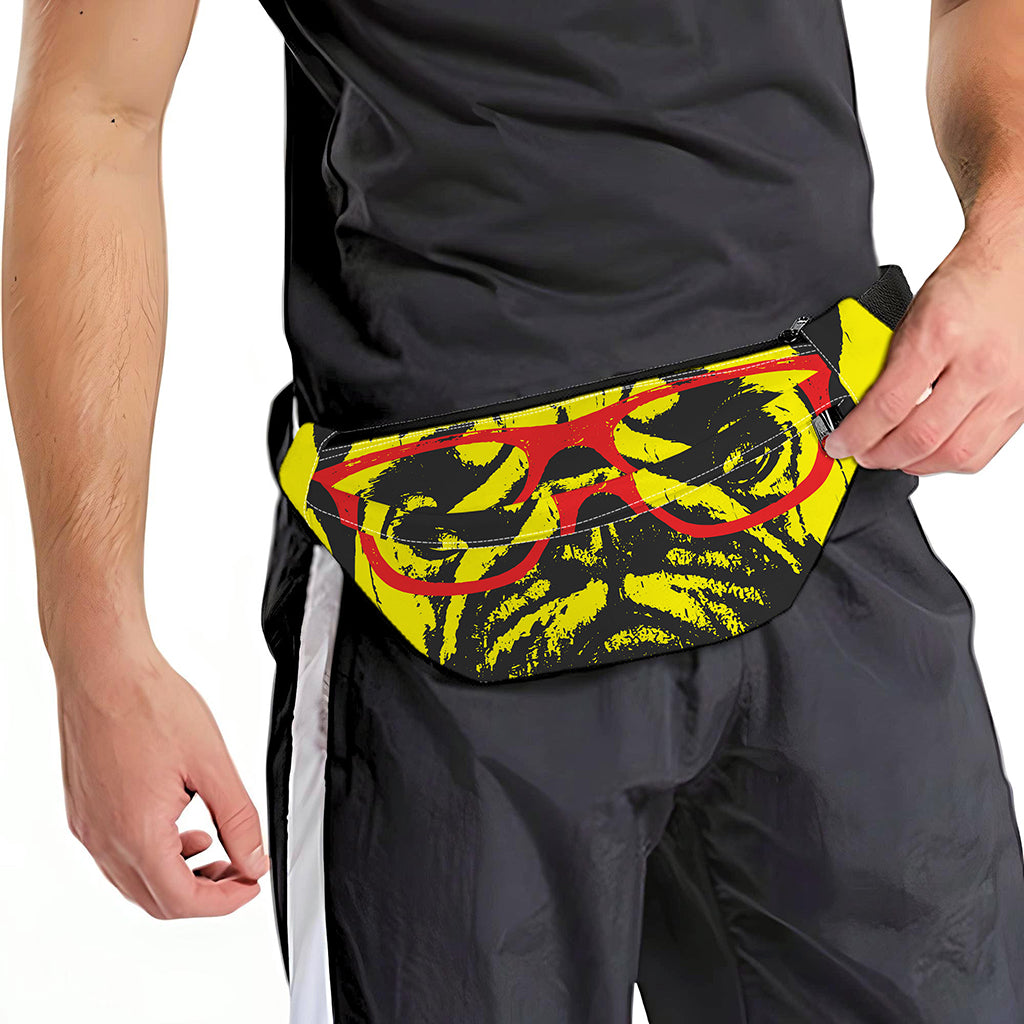 Pug With Glasses Portrait Print Fanny Pack