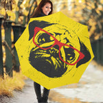 Pug With Glasses Portrait Print Foldable Umbrella