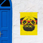 Pug With Glasses Portrait Print Garden Flag
