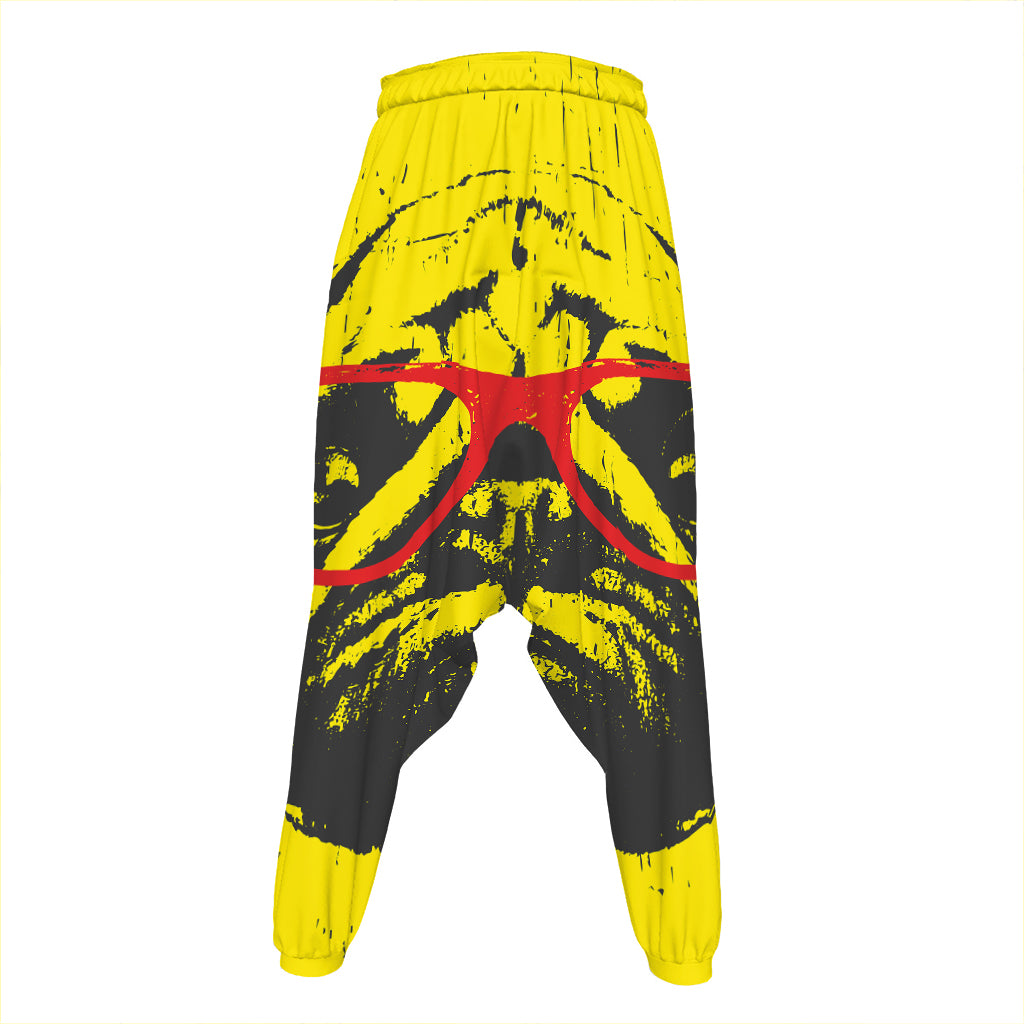 Pug With Glasses Portrait Print Hammer Pants