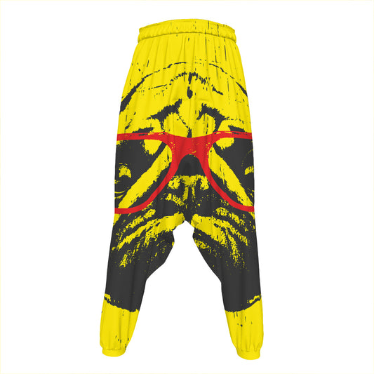 Pug With Glasses Portrait Print Hammer Pants