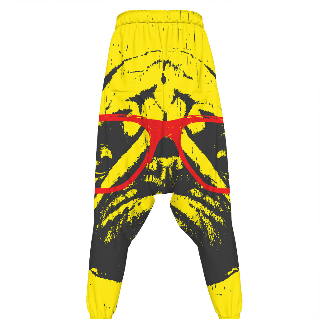Pug With Glasses Portrait Print Hammer Pants