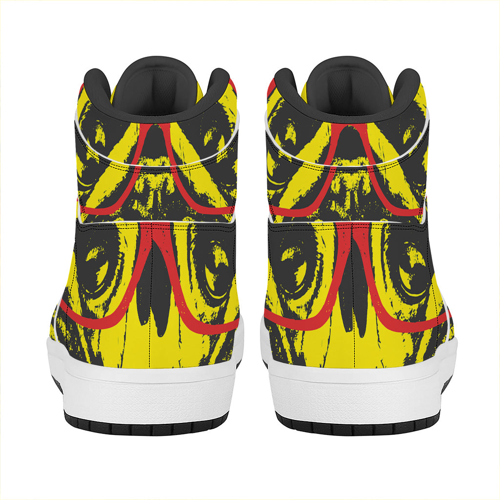 Pug With Glasses Portrait Print High Top Leather Sneakers