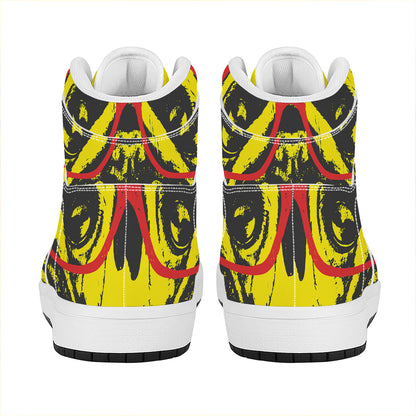Pug With Glasses Portrait Print High Top Leather Sneakers