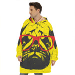 Pug With Glasses Portrait Print Hoodie Blanket