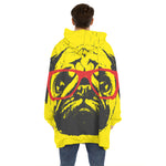 Pug With Glasses Portrait Print Hoodie Blanket