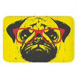 Pug With Glasses Portrait Print Indoor Door Mat