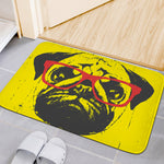 Pug With Glasses Portrait Print Indoor Door Mat