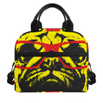 Pug With Glasses Portrait Print Insulated Lunch Bag