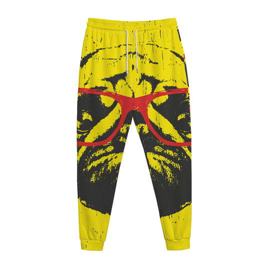 Pug With Glasses Portrait Print Jogger Pants