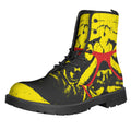 Pug With Glasses Portrait Print Lace-Up Boots