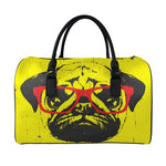 Pug With Glasses Portrait Print Leather Duffle Bag