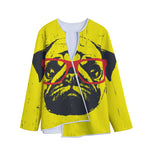 Pug With Glasses Portrait Print Long Sleeve Short Coat