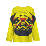 Pug With Glasses Portrait Print Long Sleeve Short Coat
