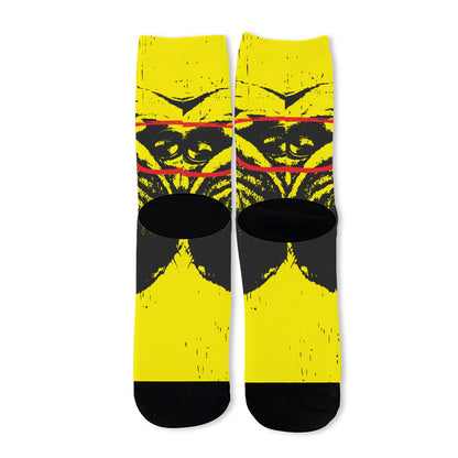 Pug With Glasses Portrait Print Long Socks