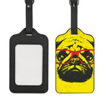 Pug With Glasses Portrait Print Luggage Tag