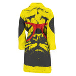 Pug With Glasses Portrait Print Men's Bathrobe