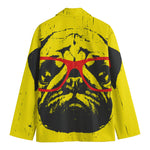 Pug With Glasses Portrait Print Men's Blazer