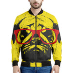 Pug With Glasses Portrait Print Men's Bomber Jacket