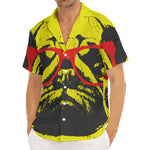 Pug With Glasses Portrait Print Men's Deep V-Neck Shirt