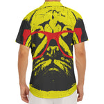 Pug With Glasses Portrait Print Men's Deep V-Neck Shirt