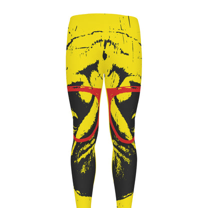 Pug With Glasses Portrait Print Men's leggings