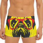 Pug With Glasses Portrait Print Men's Short Boxer Briefs