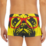 Pug With Glasses Portrait Print Men's Short Boxer Briefs