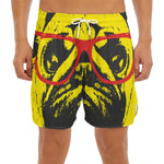 Pug With Glasses Portrait Print Men's Split Running Shorts