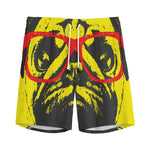 Pug With Glasses Portrait Print Men's Sports Shorts