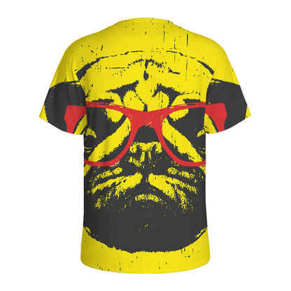 Pug With Glasses Portrait Print Men's Sports T-Shirt