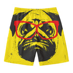 Pug With Glasses Portrait Print Men's Swim Trunks