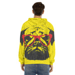 Pug With Glasses Portrait Print Men's Velvet Pullover Hoodie
