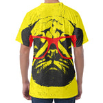 Pug With Glasses Portrait Print Men's Velvet T-Shirt
