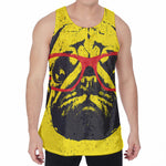 Pug With Glasses Portrait Print Men's Velvet Tank Top