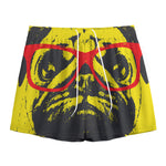 Pug With Glasses Portrait Print Mesh Shorts