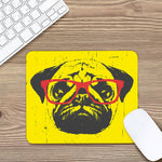 Pug With Glasses Portrait Print Mouse Pad