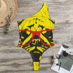 Pug With Glasses Portrait Print One Shoulder Bodysuit